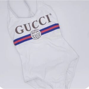 Gucci White One-Piece with Red and Blue Accents
